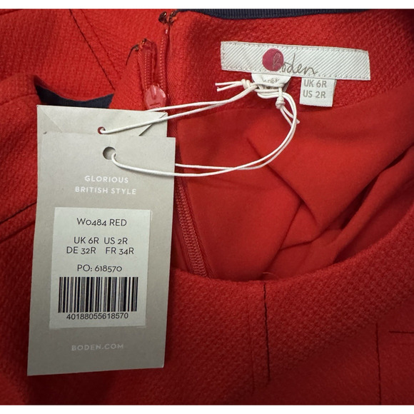Boden Red Sheath Dress Crew Neck Short Sleeve Size 2R NWT - Picture 7 of 8
